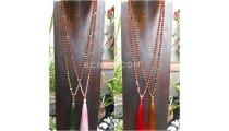 4color tassels necklace radraksha pendant with agate bead stone 